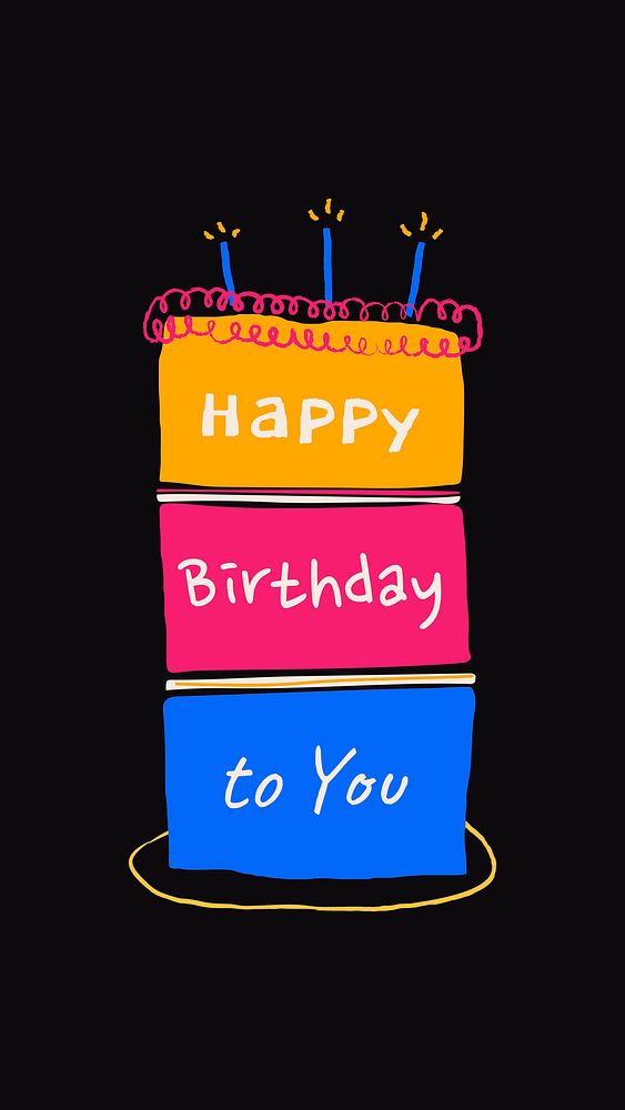 Birthday cake Instagram story template, cute doodle vector