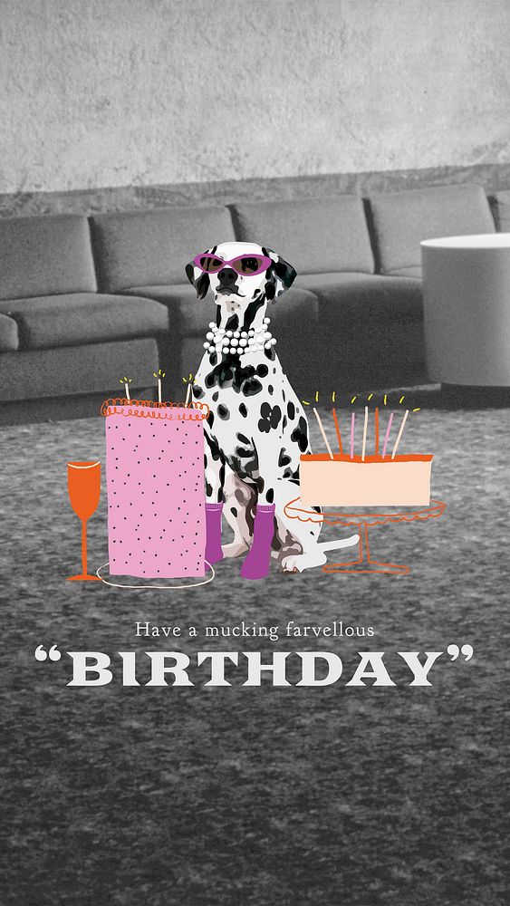 Dog birthday Instagram story template, cute pet photo vector