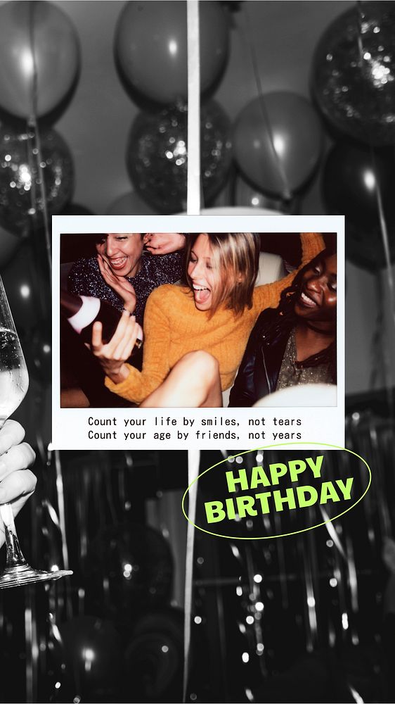 Birthday party Instagram story template, celebration photo vector