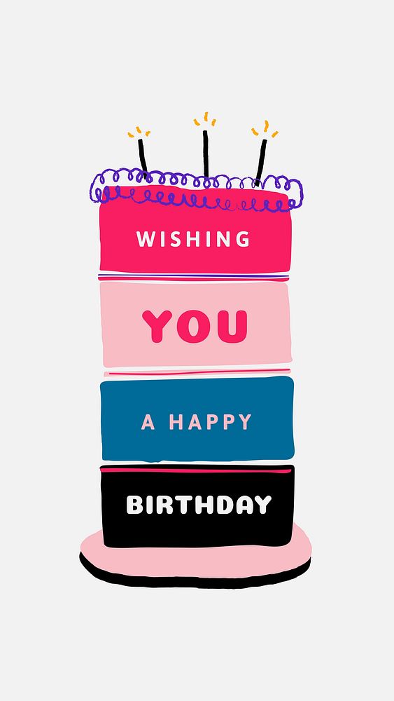 Birthday cake Instagram story template, cute doodle vector