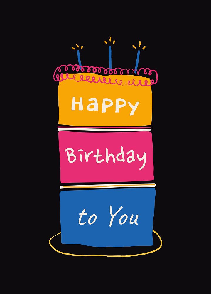 Birthday cake doodle poster template vector