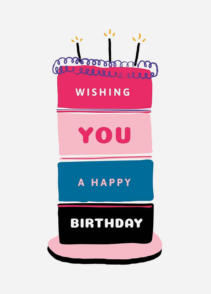 Birthday cake doodle poster template psd