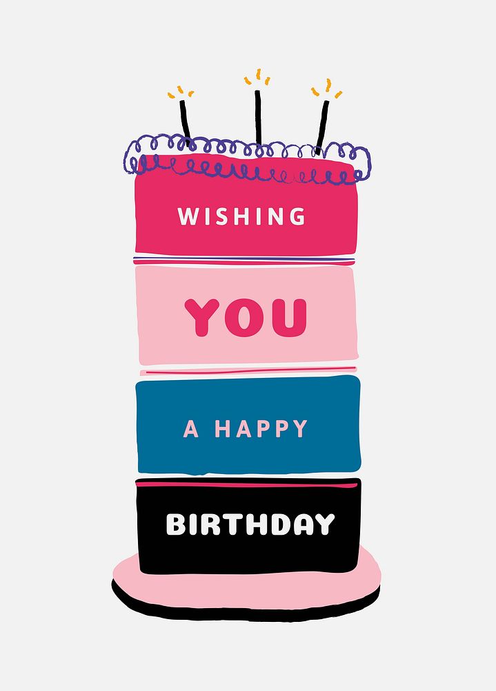 Birthday cake doodle poster template vector