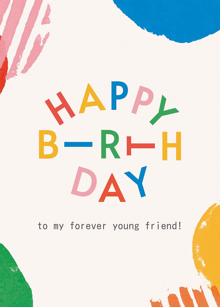 Birthday greeting poster template, colorful typography psd