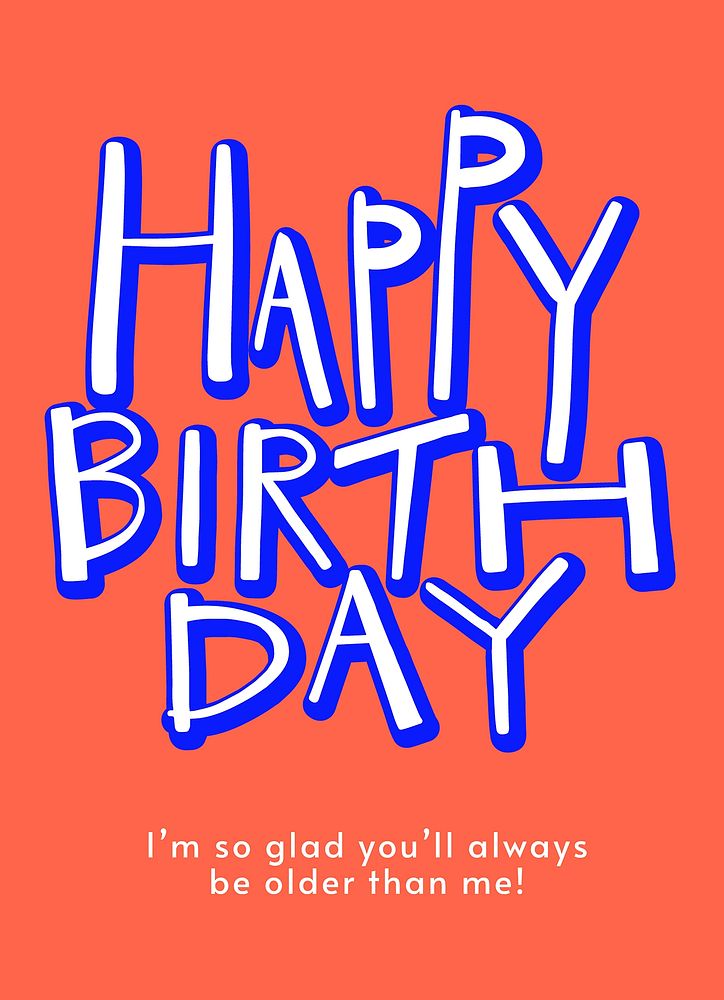 Birthday greeting poster template, colorful typography psd