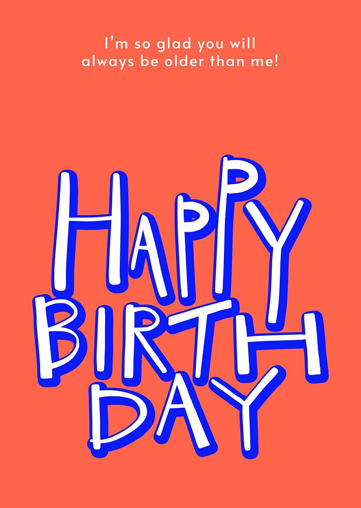 Birthday greeting poster template, colorful typography vector