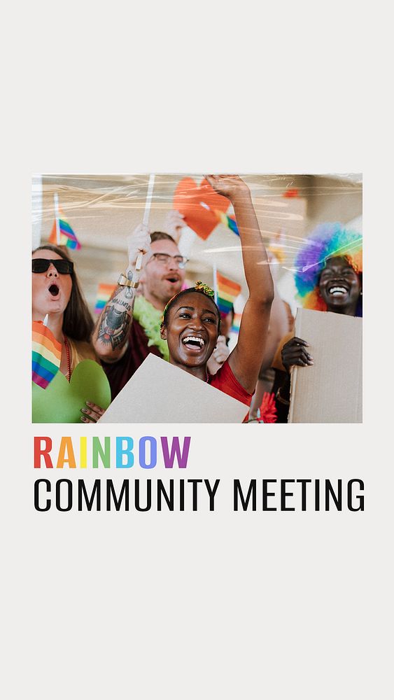 Rainbow community Instagram story template, gay pride celebration vector