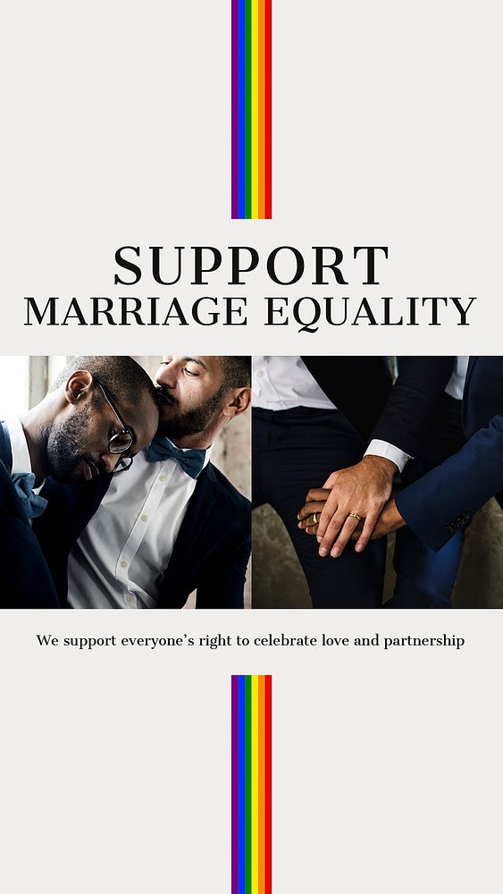 Marriage equality Instagram story template, gay rights campaign vector