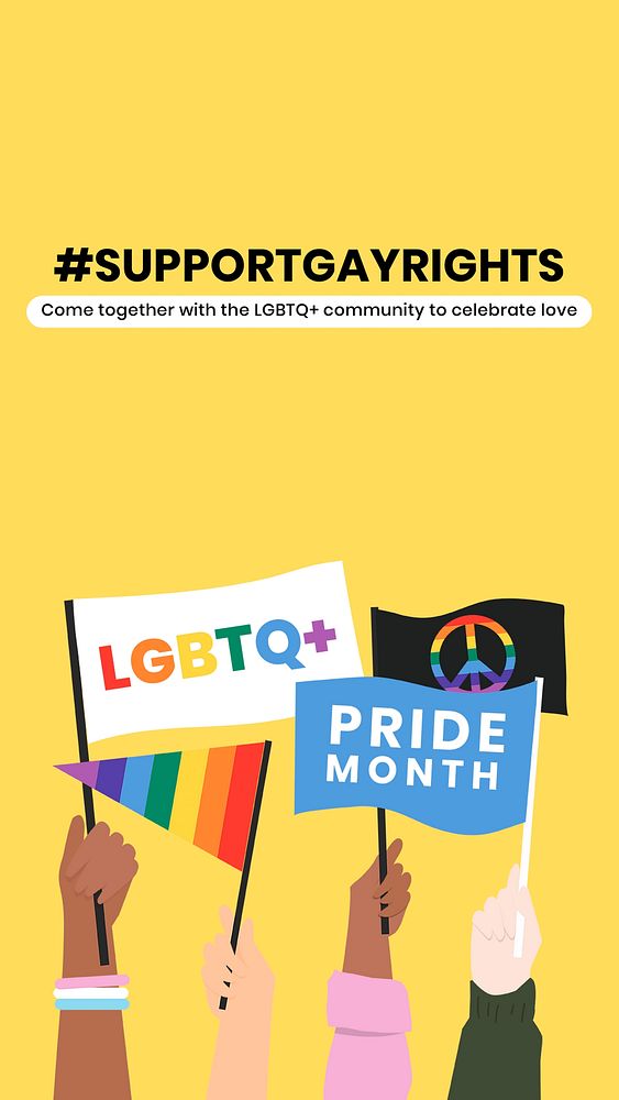 Gay rights Instagram story template, LGBTQ, Pride Month campaign vector