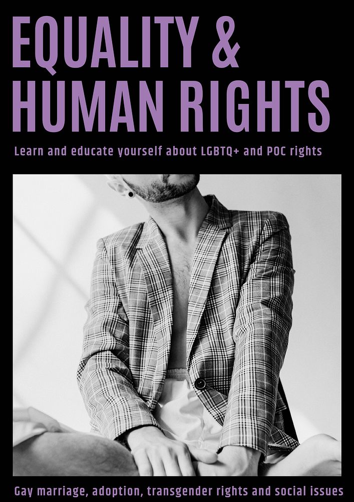 Human rights poster template, LGBTQ, equality campaign vector