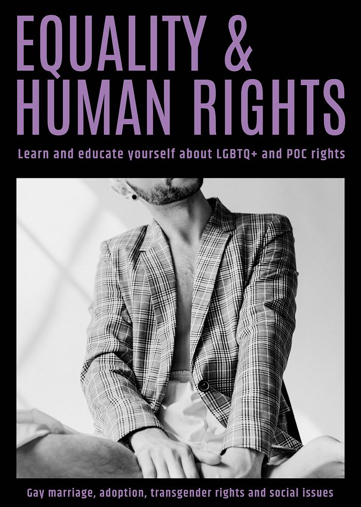 Human rights poster template, LGBTQ, equality campaign psd
