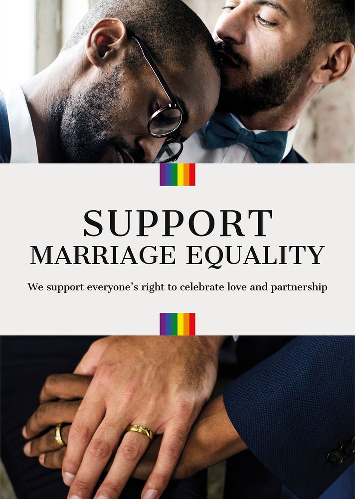 Marriage equality poster template, gay rights campaign psd