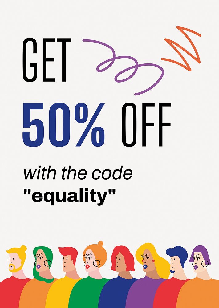 Gay pride sale poster template, shopping ad campaign psd