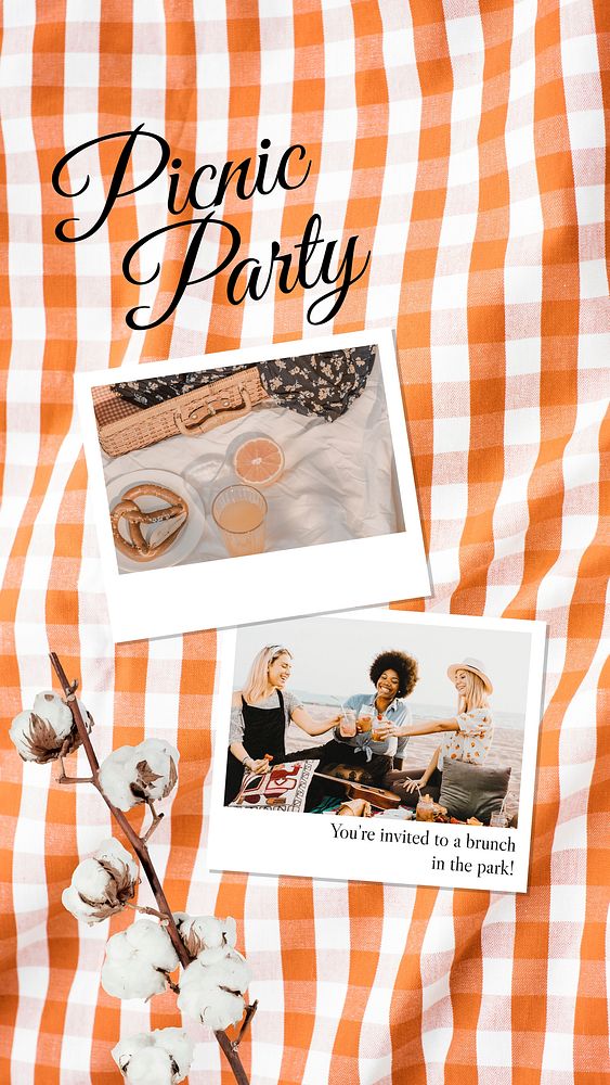 Picnic event Instagram story template vector