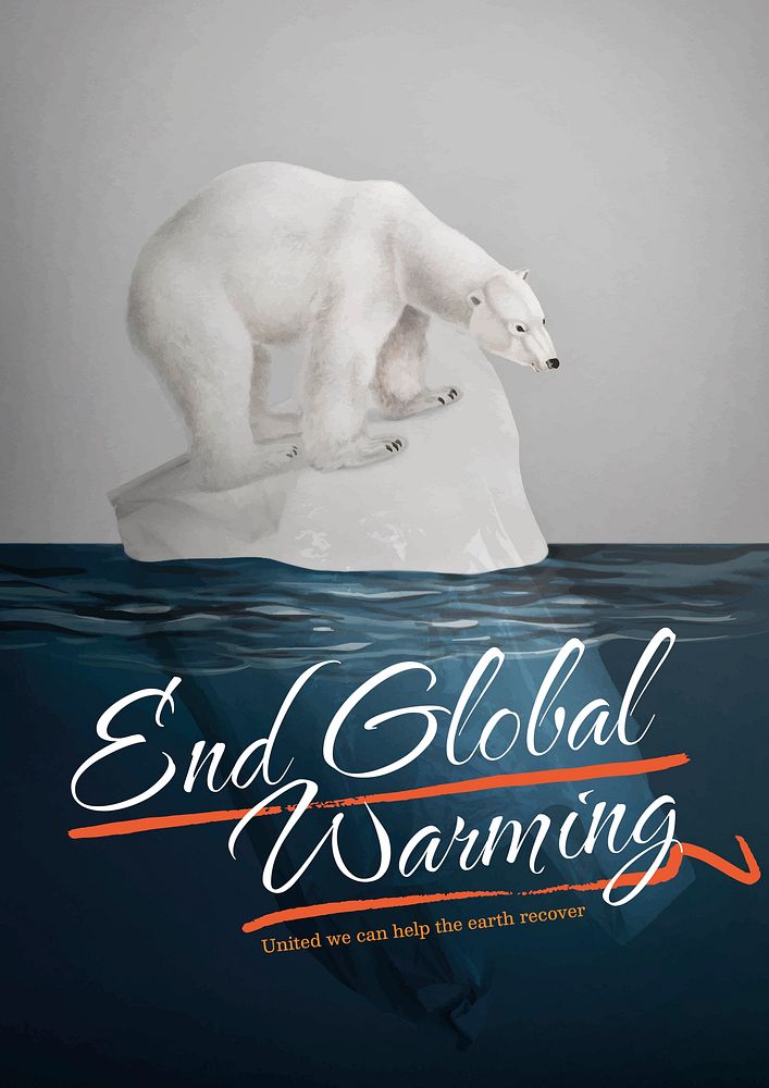Global warming, editable poster template vector