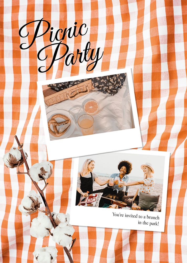 Picnic event, editable poster template vector