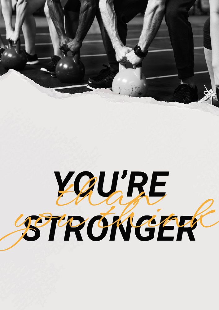 You're stronger poster template, inspirational sports quote vector