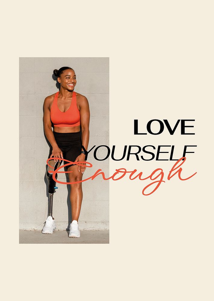Love yourself poster template, sports wellness aesthetic psd
