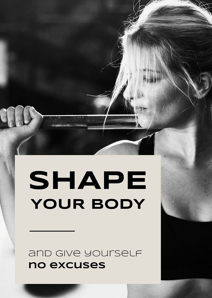 Shape your body poster template, fitness aesthetic psd
