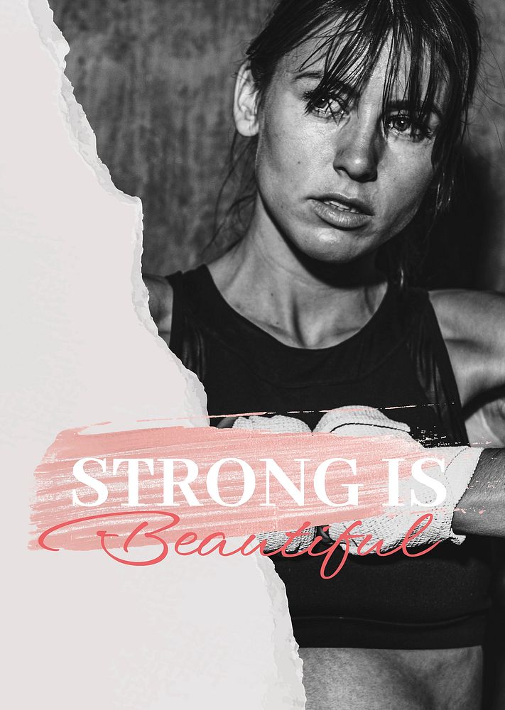 Strong is beautiful poster template, sports aesthetic design vector