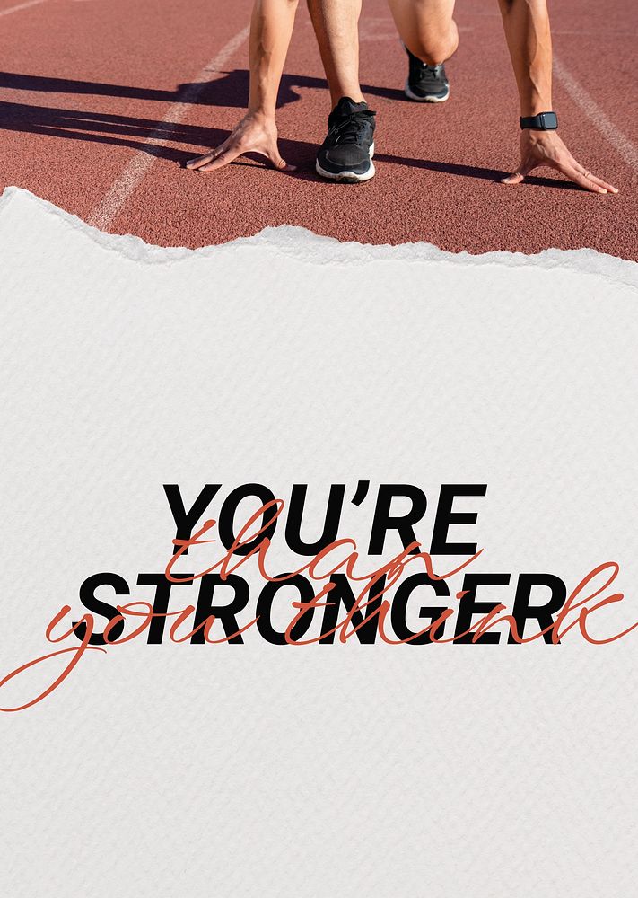 You're stronger poster template, inspirational sports quote psd