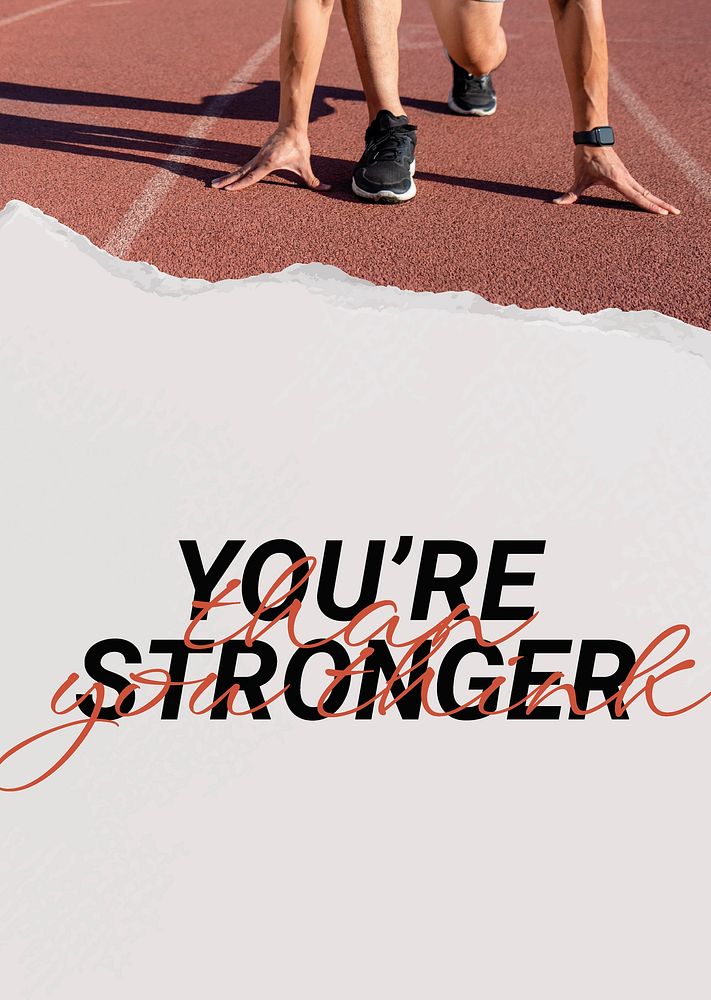 You're stronger poster template, inspirational sports quote vector