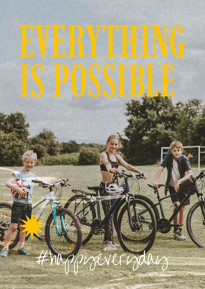 Everything is possible poster template, Summer aesthetic psd