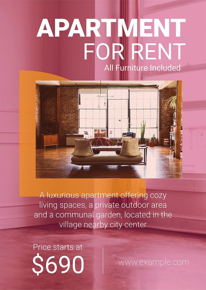 Apartment rental editable poster template design psd