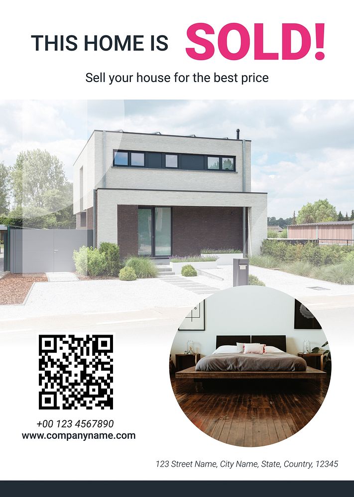 Housing market editable poster template design vector