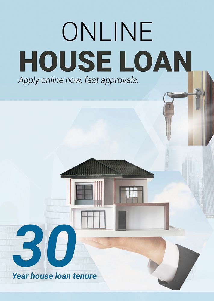 House loan editable poster template design vector