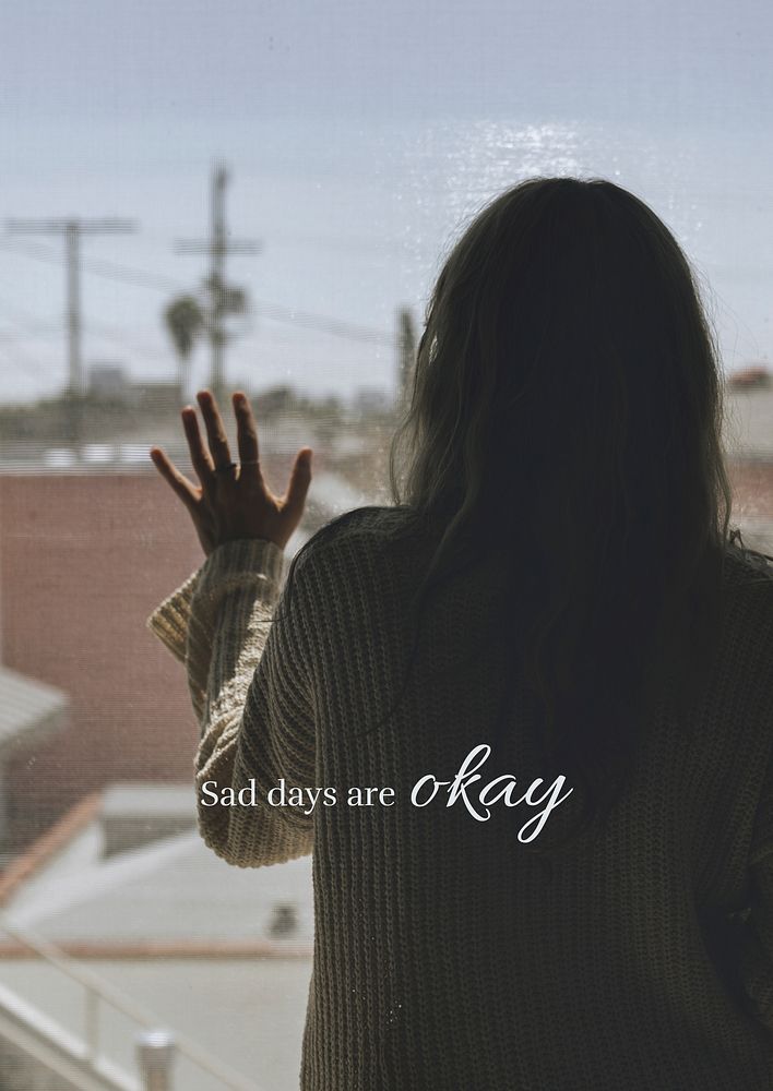 Mental health poster template, sad days are okay quote vector