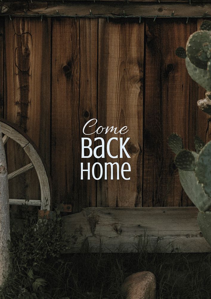 Cactus aesthetic poster template, come back home quote psd