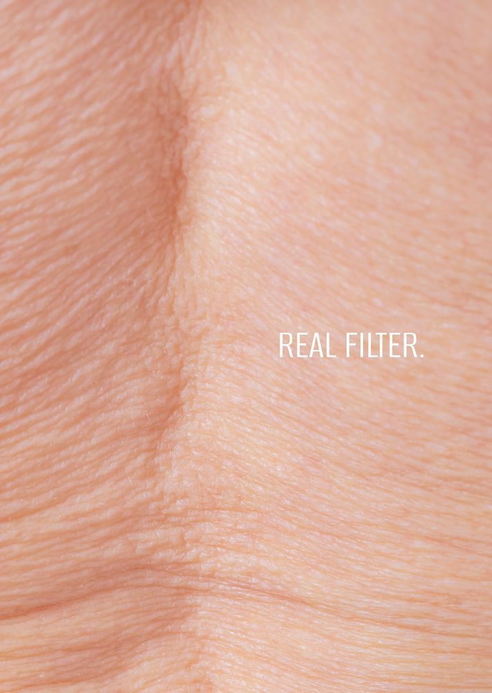 Real filter poster template, old, wrinkled skin photo psd