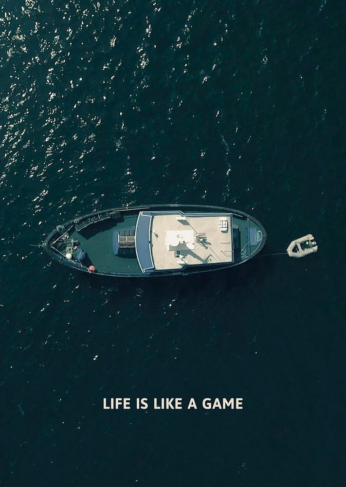 Ocean aesthetic poster template, life is like a game psd