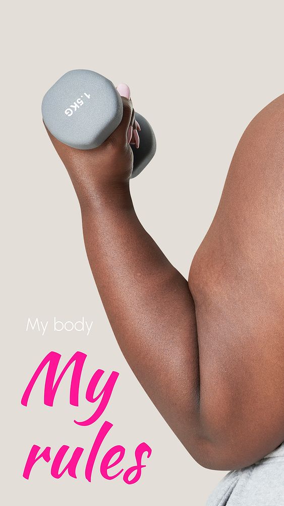 Body positivity Instagram story template, my body, my rules vector