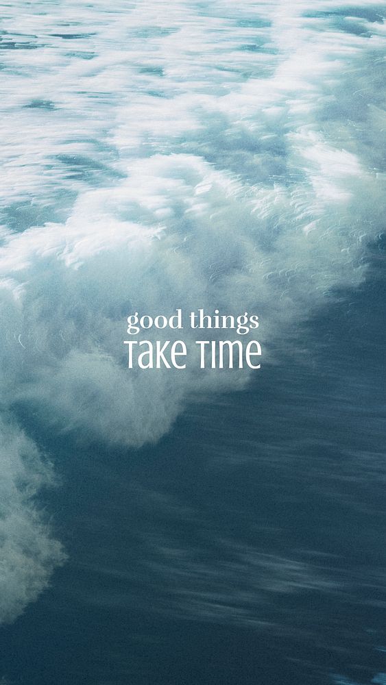 Summer wave mobile wallpaper template, good things take time quote vector