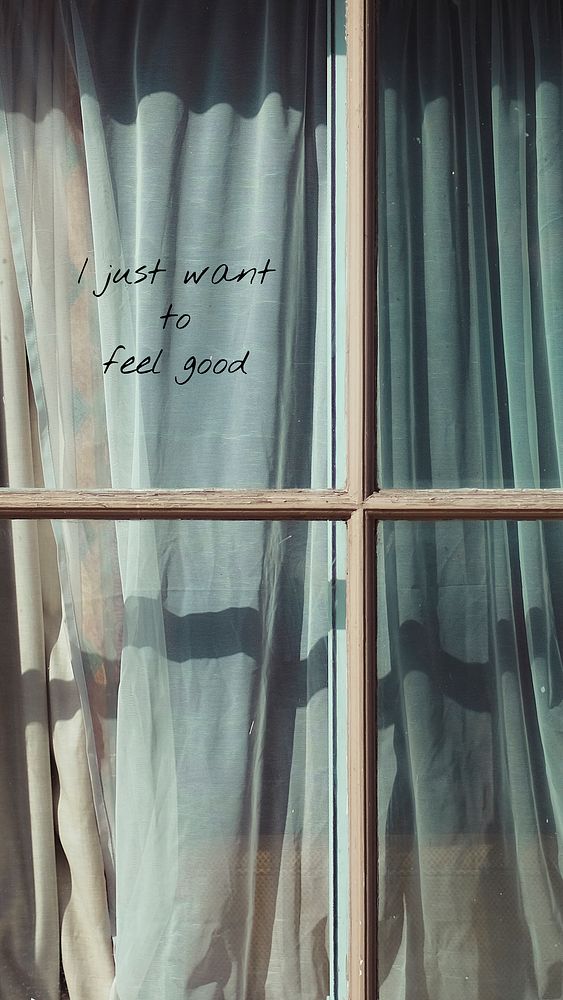 Window aesthetic Instagram story template, I just want to feel good quote vector