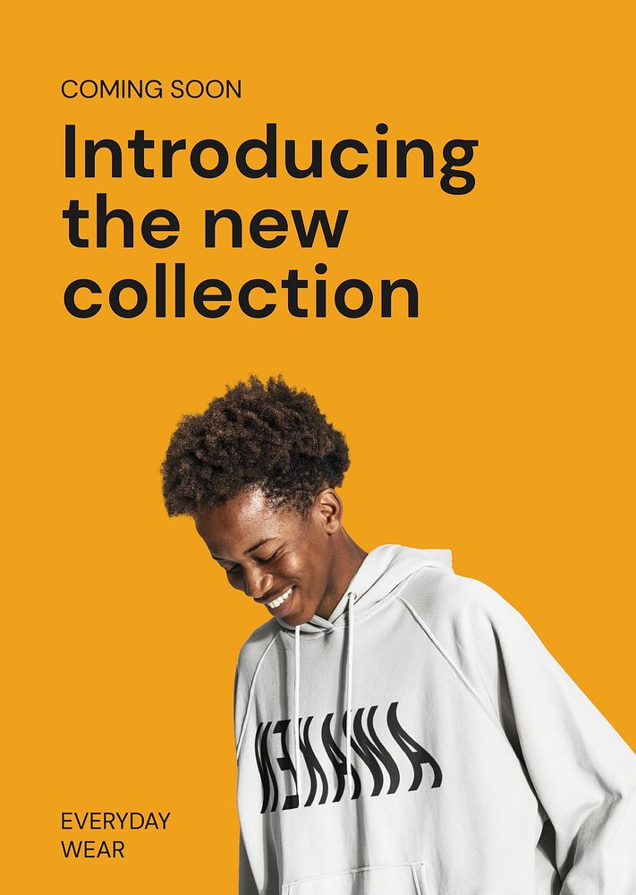 Men's apparel editable poster template, yellow design vector