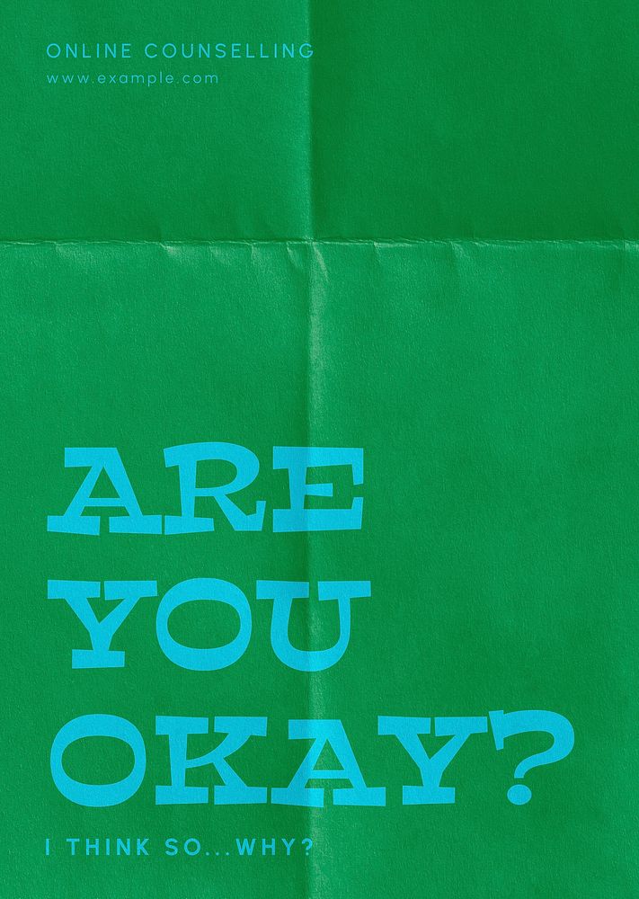 Mental health poster template, folded paper design psd