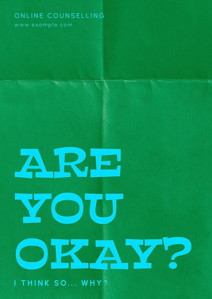 Mental health poster template, folded paper design vector