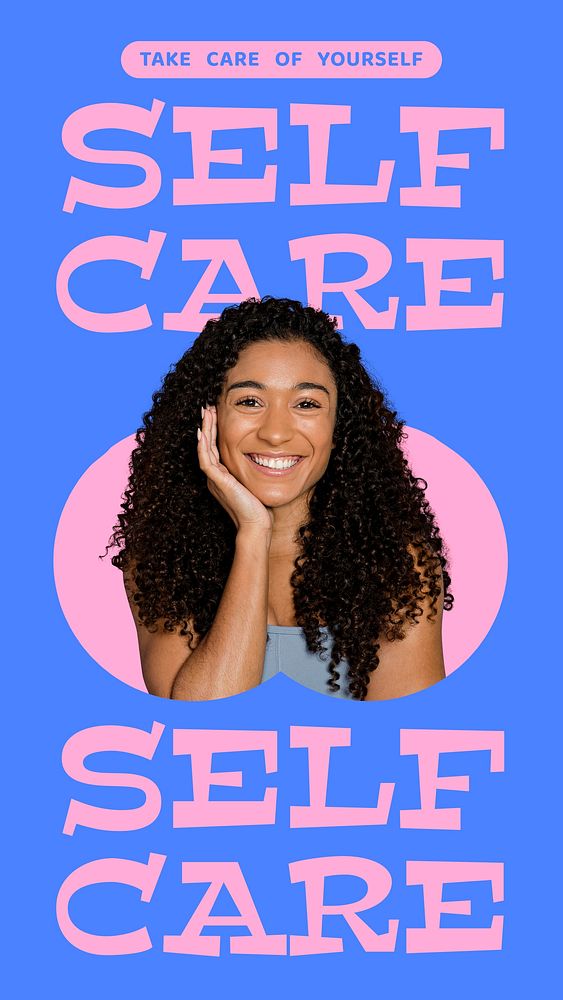 Self-care Instagram story template, blue design vector
