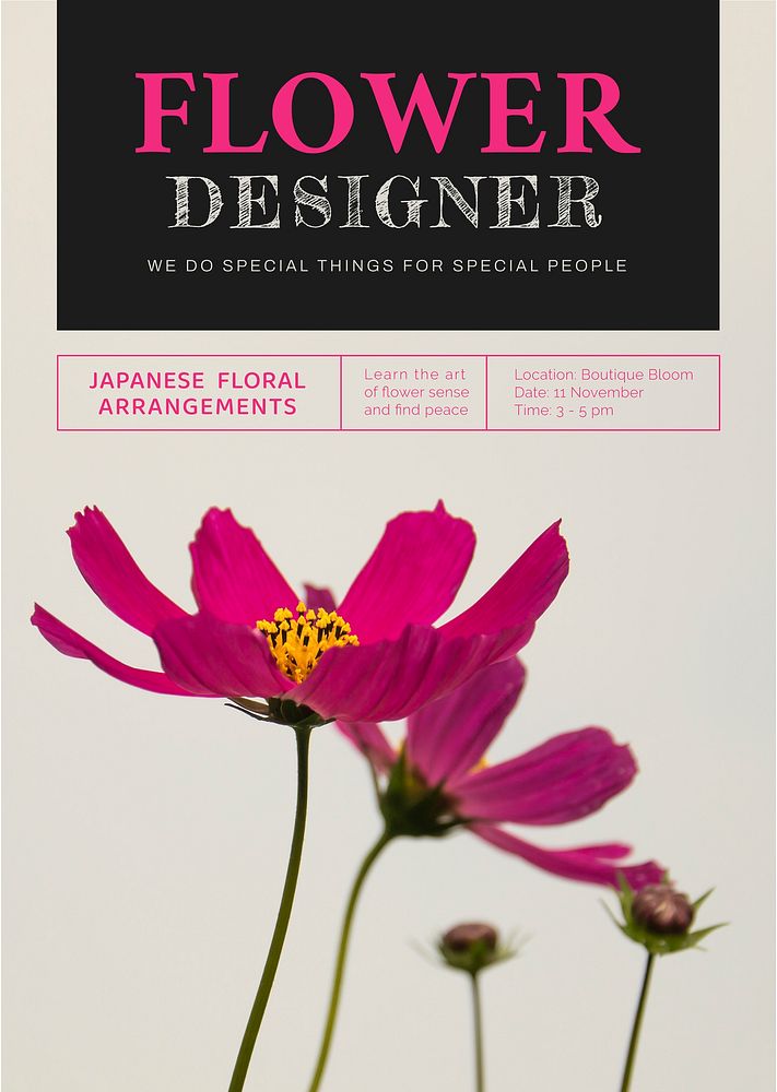Aesthetic flower poster editable template,  event advertisement psd