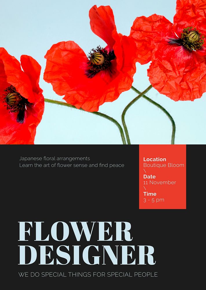 Aesthetic flower poster editable template,  event advertisement vector