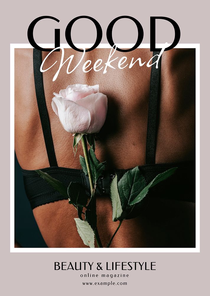 Rose aesthetic poster editable template, feminine, beauty design vector