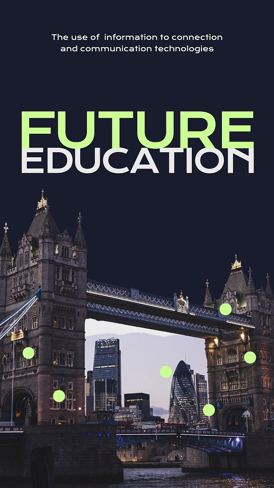 Future education Instagram story template, London's Tower Bridge photo vector
