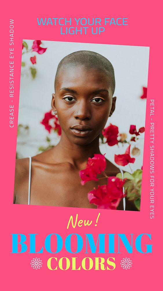 Hot pink Instagram story template, Spring aesthetic vector