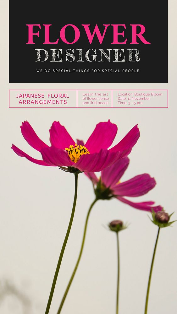 Aesthetic flower Instagram story template,  event advertisement vector