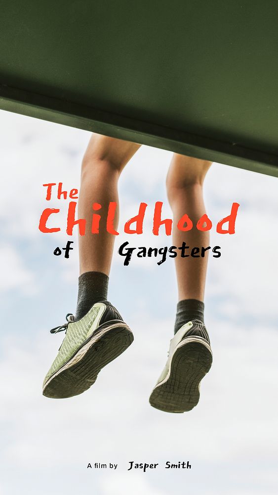 Childhood aesthetic Instagram story template, dangling feet with sneakers vector