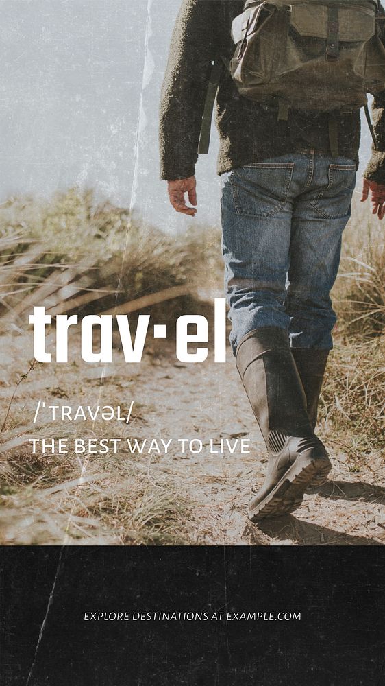 Solo travel  Facebook story template,  editable design  vector
