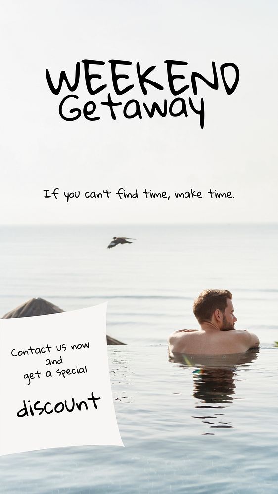 Weekend getaway Facebook story template,  travel editable design vector
